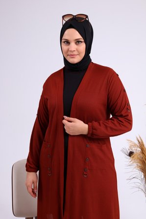 Kadın Büyük Beden Metal Tokalı Petek Hırka