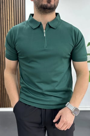 Erkek Polo Yaka Düz Tişört Yeşil Edw455