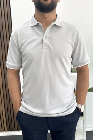 Erkek Soft Kumaş Polo Yaka Tişört Gri Edw506