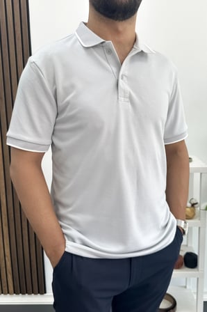 Erkek Soft Kumaş Polo Yaka Tişört Gri Edw506