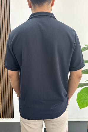 Erkek Nefes Alan Kumaş Polo Yaka Tişört Lacivert Edw505