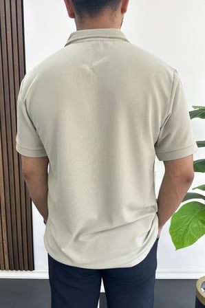 Erkek Nefes Alan Kumaş Polo Yaka Tişört Açık Yeşil Edw505