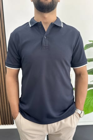 Erkek Soft Kumaş Polo Yaka Tişört Lacivert Edw506