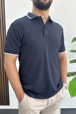 Erkek Soft Kumaş Polo Yaka Tişört Lacivert Edw506