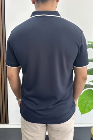 Erkek Soft Kumaş Polo Yaka Tişört Lacivert Edw506