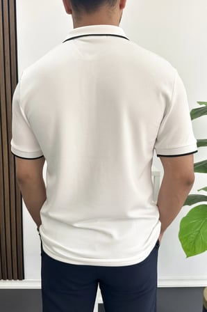 Erkek Soft Kumaş Polo Yaka Tişört Beyaz Edw506