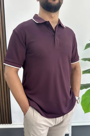 Erkek Soft Kumaş Polo Yaka Tişört Bordo Edw506