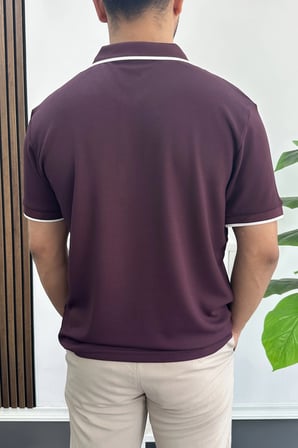 Erkek Soft Kumaş Polo Yaka Tişört Bordo Edw506