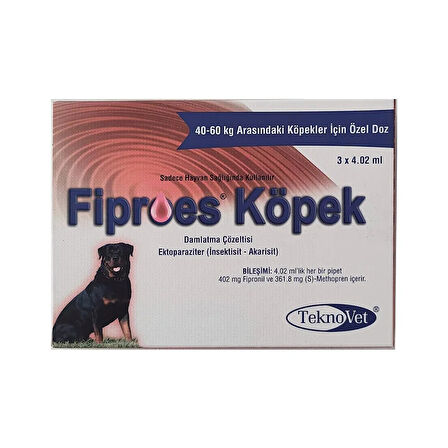 Fiproes Köpek 40-60 Kg 4.02 ML 3 Pipet SKT:31.01.2025