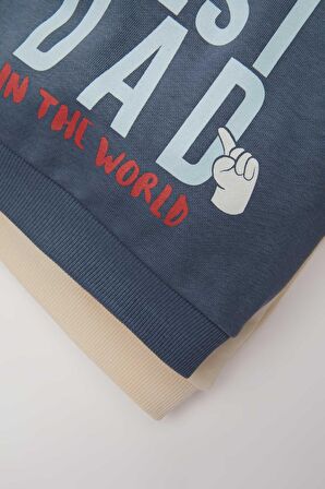 DeFacto Erkek Bebek Bisiklet Yaka Baskılı İçi Yumuşak Tüylü 2'li Sweatshirt D5785A524WNIN257