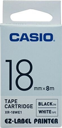 Casio XR-18WE1 (We/bk) Etiket Yazıcısı Kartuşu Beyaz Renk Üstüne Siyah Baskı