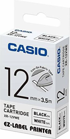 Casio XR-12VWE Tekstil Transfer Etiketi Beyaz Renk Üstüne Siyah Baskı