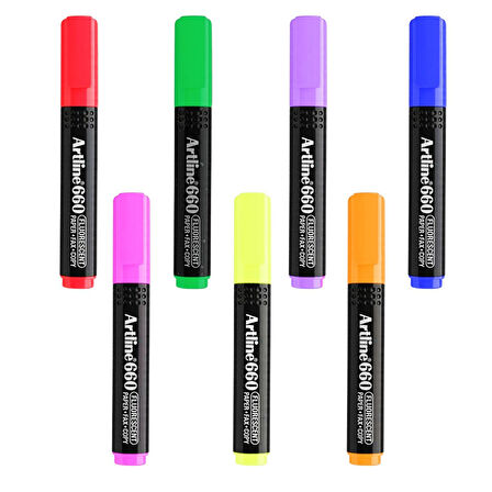 Artlirne Fosforlu Kalem Kesik Uç Neon Renkler 7 Renk Set