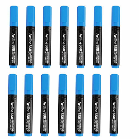 Artline 660 Fosforlu Kalem Kesik Uç Uç Neon Renkler Mavi 12 Adet