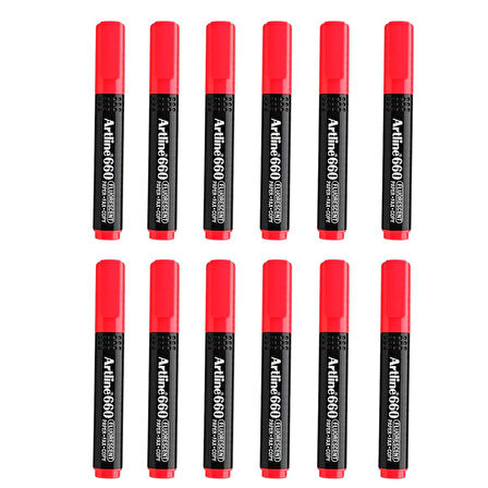 Artline Fosforlu Kalem Kesik Uç Neon Renkler Kırmızı 12 Adet