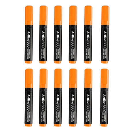 Artlirne Fosforlu Kalem Kesik Uç Neon Renkler Turuncu 12 Adet