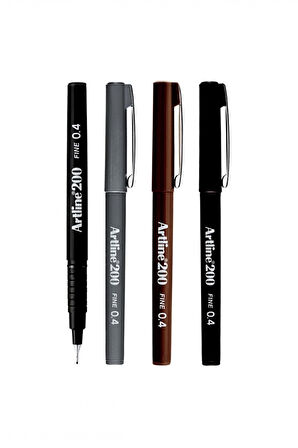 200 Fine Yazı Ve Çizim Kalemi Soğuk Renkler 0.4 Mm 4'lü
