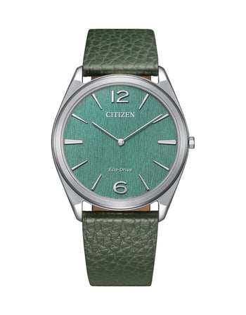 Citizen Ar3120-32x Eko-drive Safir Camlı Deri Kordon Çelik Kasa Yeşil Renk Erkek Kol Saati Metalik