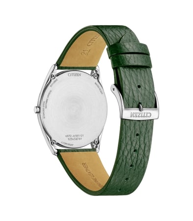 Citizen Ar3120-32x Eko-drive Safir Camlı Deri Kordon Çelik Kasa Yeşil Renk Erkek Kol Saati Metalik