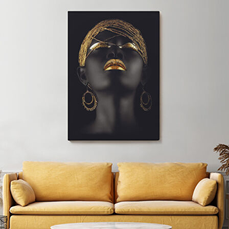 Afrikalı Zenci Kadın Yaylera Dekoratif Kanvas Tablo-4975