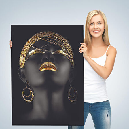 Afrikalı Zenci Kadın Yaylera Dekoratif Kanvas Tablo-4975