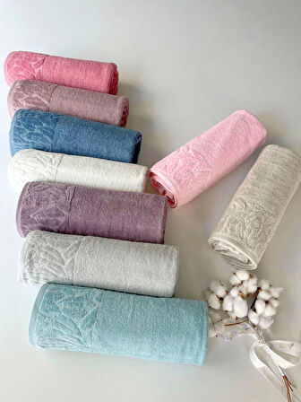 MYSOFT 90X150 YAPRAK BANYO HAVLUSU-KREM