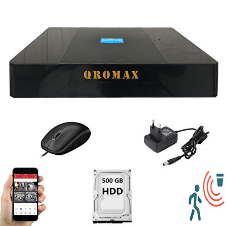 4 Kanal Dvr Kayıt Cihazı 500GB HDD 1080P 5MP H265+ Kolay Cepten Izle Sabit Ip Istemez Xmeye 