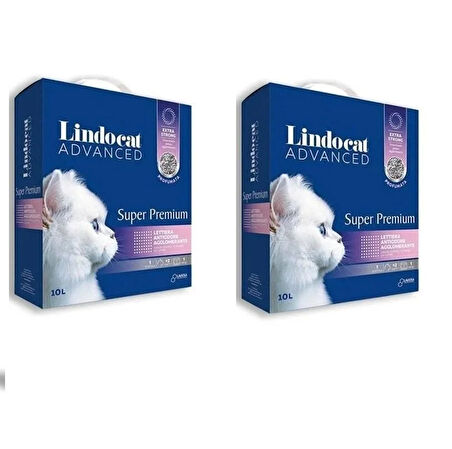 LindoCat Advanced Süper Premium Extra Strong Bebek Pudralı Topaklaşan Kedi Kumu 10 Lt. X 2 Adet