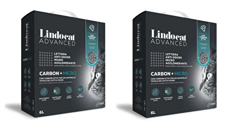 LindoCat Advanced Carbon + Micro Aktif Karbonlu Topaklaşan Kedi Kumu 6 Lt. X 2 Adet