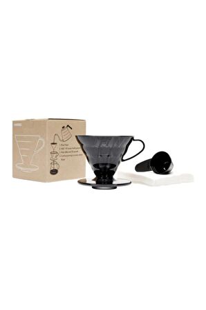 Hario V60 02 Siyah Plastik Dripper ve 40’lı Filtre Kağıdı Seti