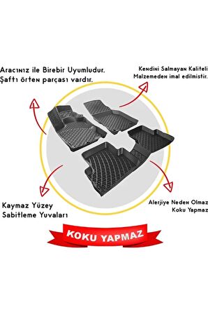 Citroen Jumper 2006 sonrası 3D Siyah Kokusuz Havuzulu Paspas Takımı