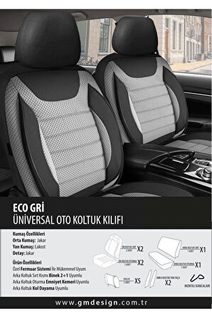 Chevrolet Camaro Koltuk Kılıfı Eco Gri