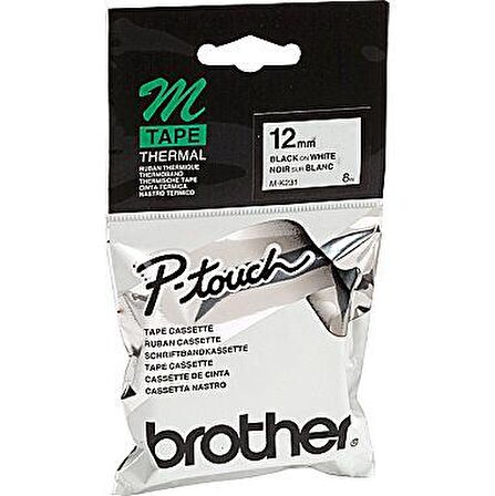 BROTHER P-TOUCH M-K231 M-TAPE 12MM BEYAZ ÜZERİNE SİYAH KAĞIT ETİKET