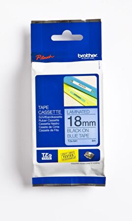 BROTHER P-TOUCH TZE-541 TZE-TAPE 18 MM MAVİ ÜZERİNE SİYAH LAMİNASYONLU ETİKET