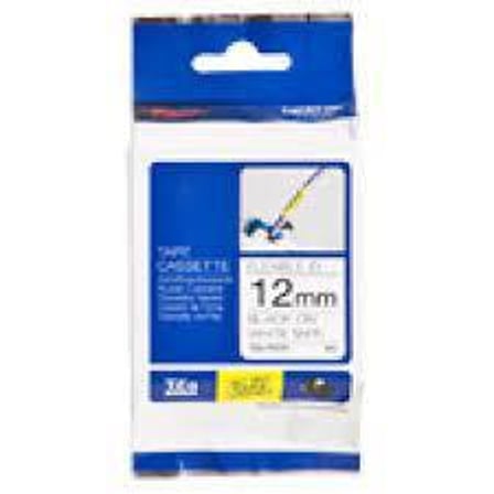 BROTHER P-TOUCH TZE-FX231 TZE-TAPE 12MM BEYAZ ÜZERİNE SİYAH ESNEK LAMİNASYONLU ETİKET