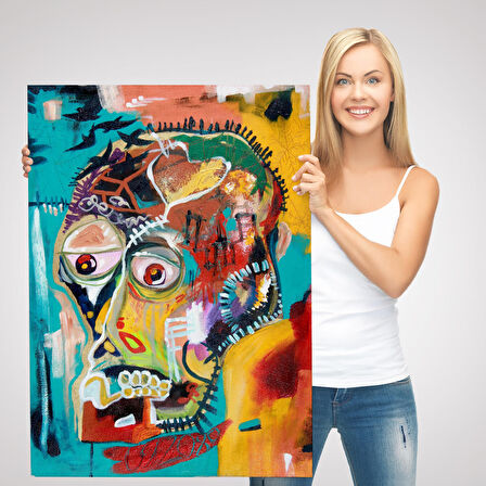 Jean Michel Basquiat, İsimsiz Kafatası 1981 Kanvas Tablosu-4977