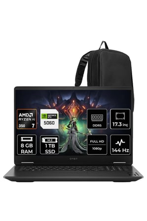 Omen 17 Ryzen AI 7 350 RTX 5060 8GB 8GB RAM 1TB SSD 17.3" FHD (1920x1080) 144Hz FreeDOS C2EZ3EAP303 Gaming Laptop + PER4 Çanta