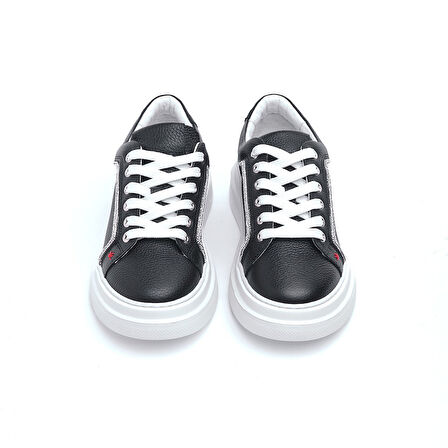 Casual Hakiki Deri Taş Aksesuarlı Kadın Ayakkabı