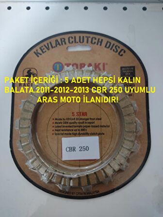 Honda Cbr 250 Debriyaj Balata Seti Oem Kalite Tailand Malı 5 Adet Kalın Balatalı 2011-2013  Arasmoto