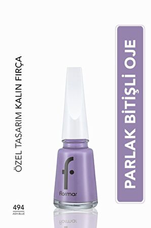 Flormar Klasik Parlak Bitişli Yüksek Pigmentli Oje - Nail Enamel -494 Ash Blue New- 8682536036306