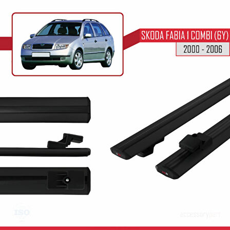 Skoda Fabia (6Y) Combi 2000-2006 Arası ile Uyumlu BASIC Model Ara Atkı Tavan Barı Siyah 2 Adet