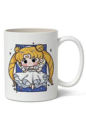 Kişiye Özel Anime Sailor Moon Avatar Usagi Tsukino Baskılı Beyaz Kupa Bardak