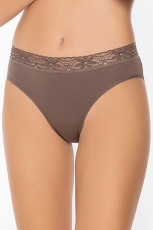 Belinay 04 Beli Dantelli Bayan Külot Vizon XL