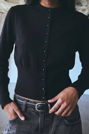 Düğmeli Hırka Siyah