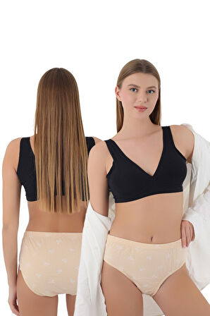 Fiyonk Desenli %100 Pamuk Yüksek Bel Ten Rengi Külot – Şıklık ve Doğallık!