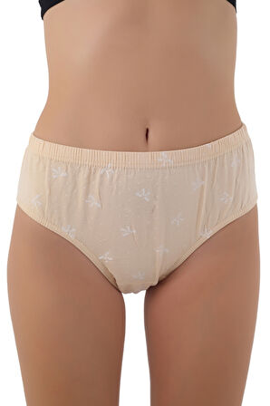 Fiyonk Desenli %100 Pamuk Yüksek Bel Ten Rengi Külot – Şıklık ve Doğallık!