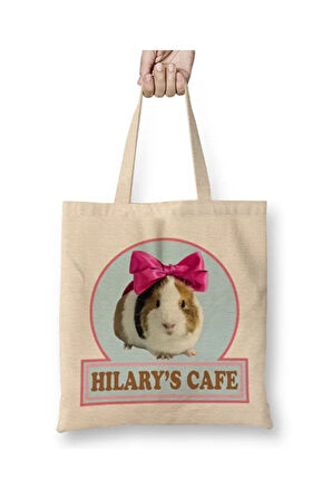 Fleabag Guinea Pig Cafe Beyaz Bez Çanta Uzun Saplı Alışveriş Çantası Plaj Çantası
