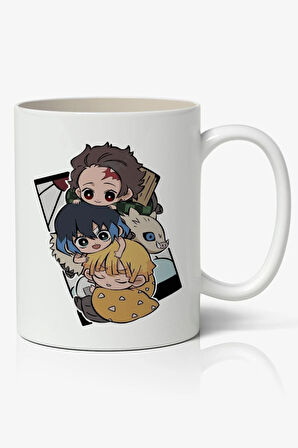 İblis Keser Karakterler Anime Baskılı Beyaz Kupa Bardak