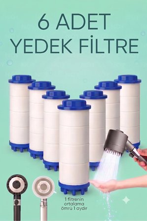 6 Adet Filtreli Duş Başlığı Uyumlu Başlık Yedek Filtresi Kireç Kir Pas Önleyici