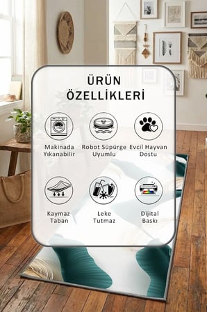 Fresh Salon Mutfak Yatak Odası Dijital Baskı Yolluk Halı